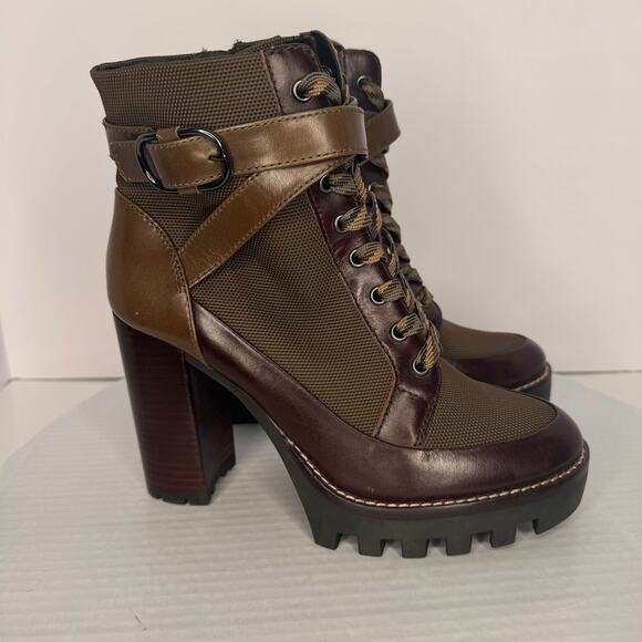 NWOT Antonio Melani Brown Olive Pearce Lug Sole Booties Sz 7.5 Streetwear Rugged - Picture 1 of 9